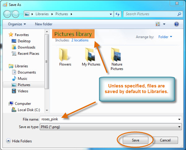 Save as dialog with library