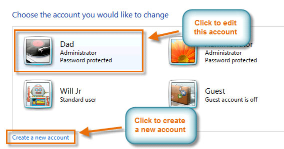 windows 10 hiow to managae standard accounts