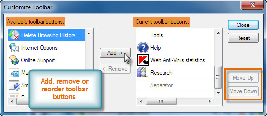 Customize Toolbar Options
