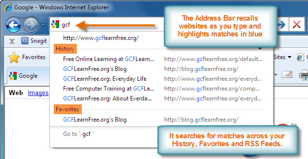 how to search a web page on explorer