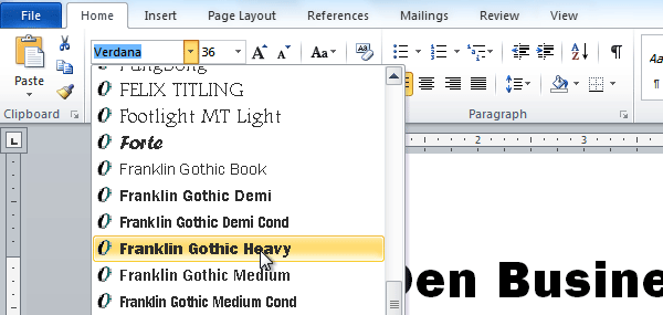 fonts for microsoft word 2010