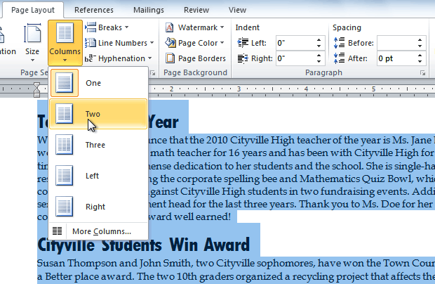 how to remove section break in word 2010