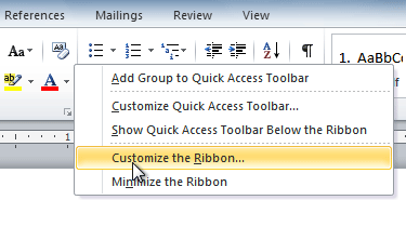 customize voice in microsoft word ribbon