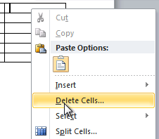Selecting Delete Cells