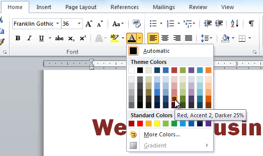 Changing the font color