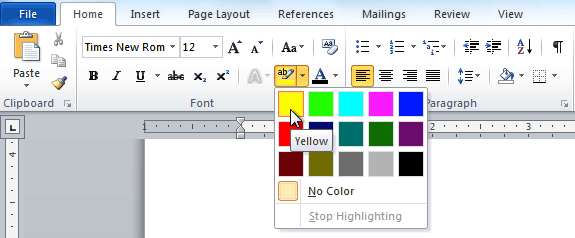 how to change cursor highlight color in word