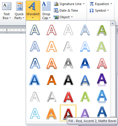 Converting text to WordArt