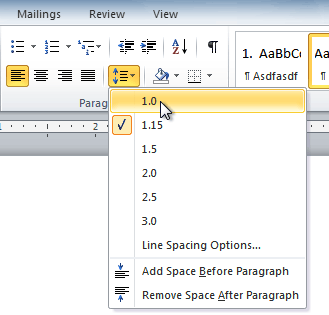 how to adjust line height in word