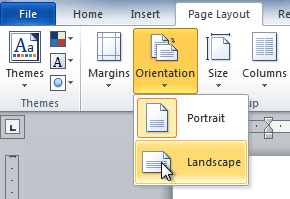 Changing the page orientation
