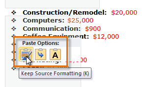 how to keep source formatting in word 2010