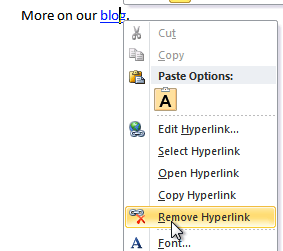 how do you create a hyperlink in word 2010