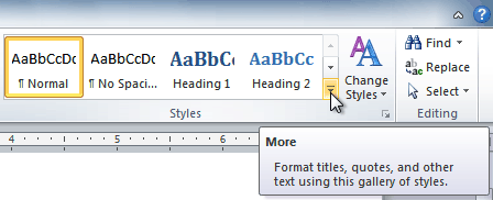 changing heading styles in word 2010