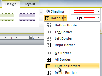 Selecting a border type