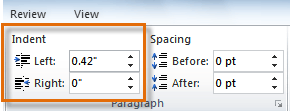 Typing an indent amount
