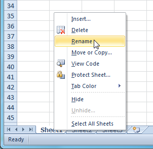 Selecting the Rename command