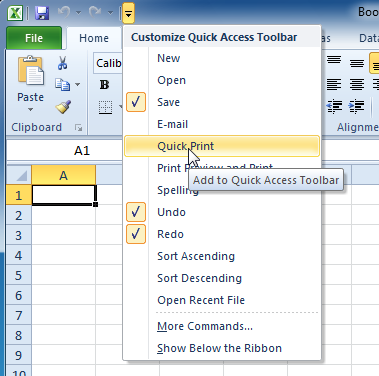 Customize The Quick Access toolbar