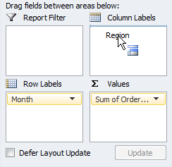 Adding a field to Column Labels