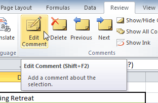 Edit Comment command