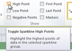 Hovering over the High Point check box