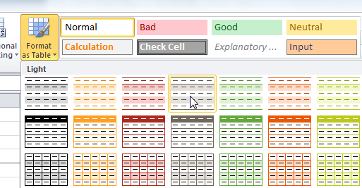 table formatting style order word document