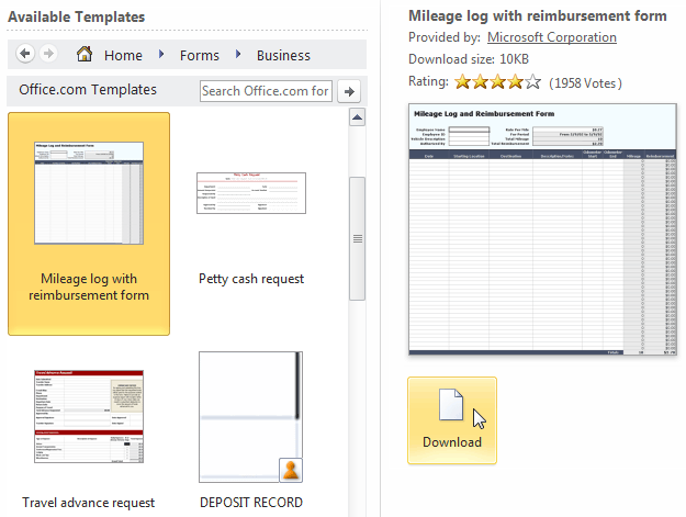 microsoft office 2010 excel templates