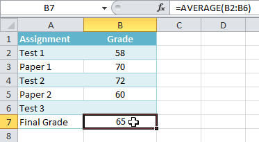 Screenshot of Excel 2010