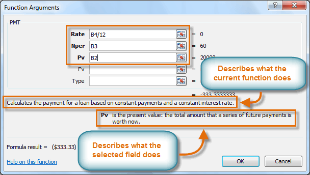 Entering values into the necessary fields