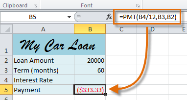Function calculating the monthly payment