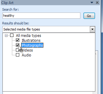 Choosing which media types to display