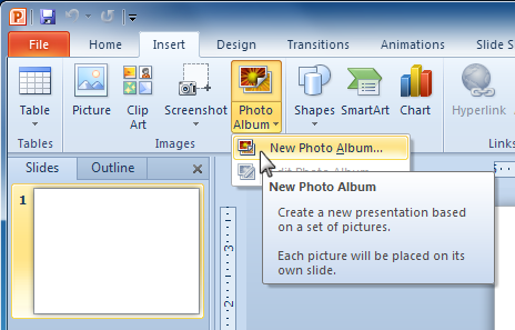 how to insert a photo album in powerpoint