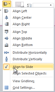 Selecting Align to Slide