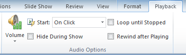 The Audio Options group