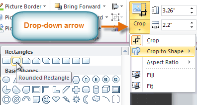 The Crop drop-down arrow and menu