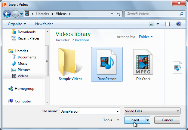 how to add video to powerpoint 2010