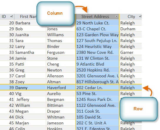 Table With Columns And Rows