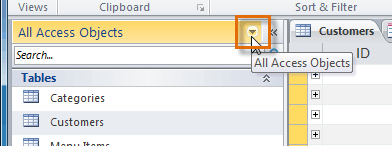 Clicking to re-sort the objects into new groups