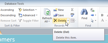 Deleting a record