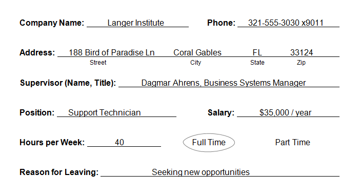 fill out a job application