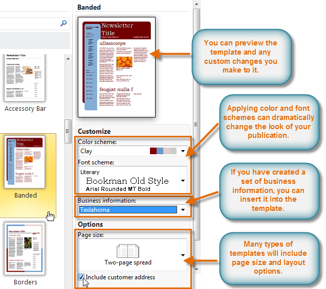 Previewing and customizing the template