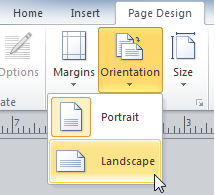 Page orientation options