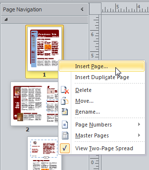 Inserting a new page