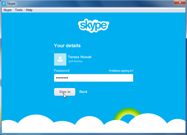 Screenshot of Skype