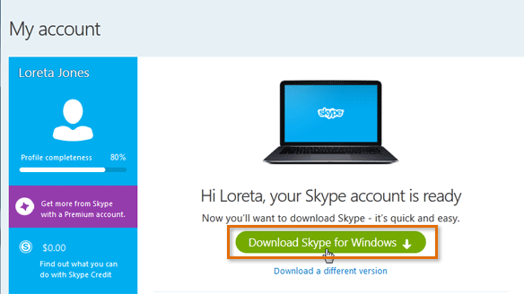 download my skype account