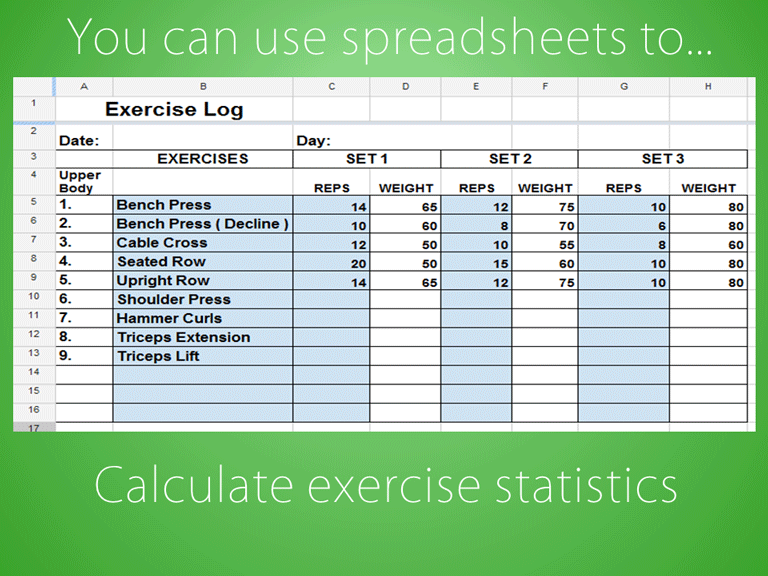 slide 4 - you can calculate exercise statistics