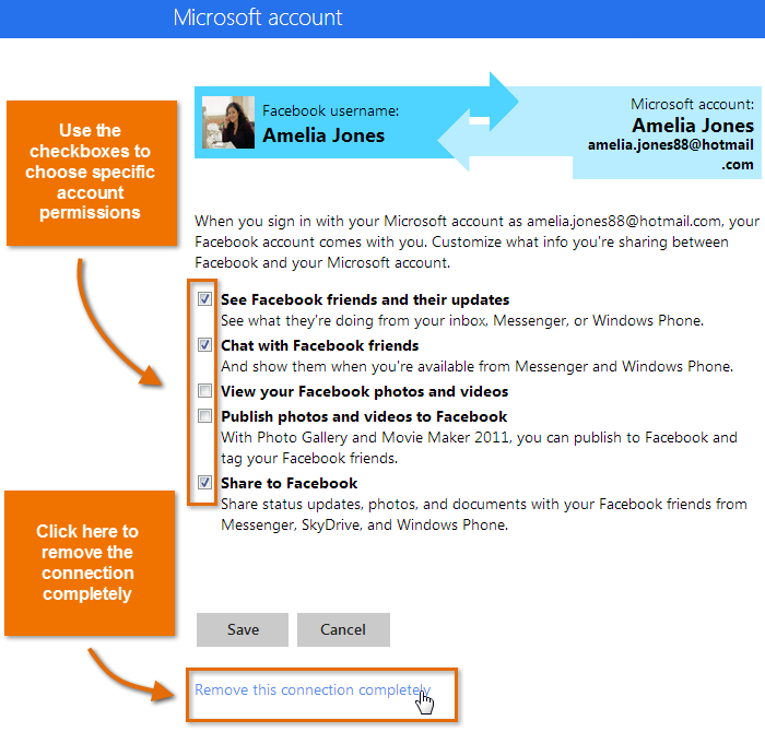 Screenshot of Microsoft account