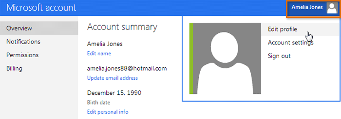 my microsoft account profile picture change