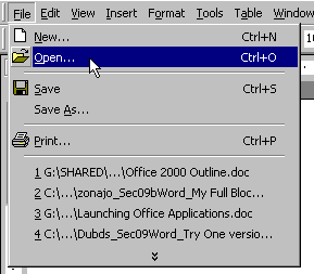 Office 2000 Basics: Open Close