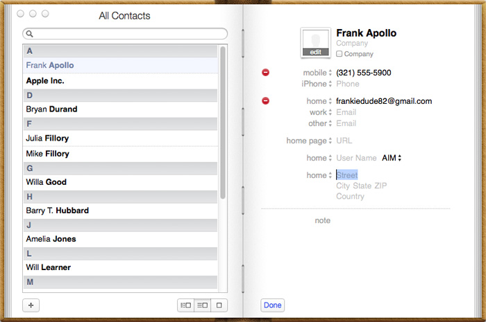 Contacts for Mac