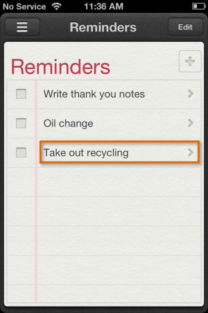 Editing a reminder