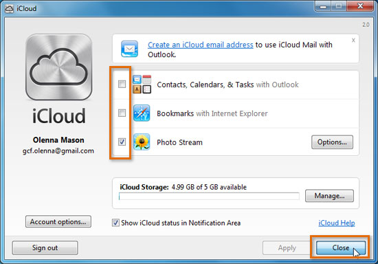 Screenshot of Apple iCloud